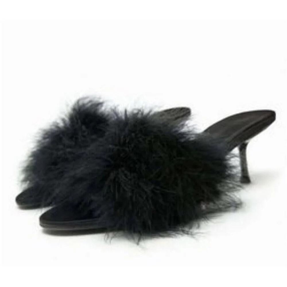 ZARA Feather Sandals Size EU 40/US 9.5 - Picture 1 of 13